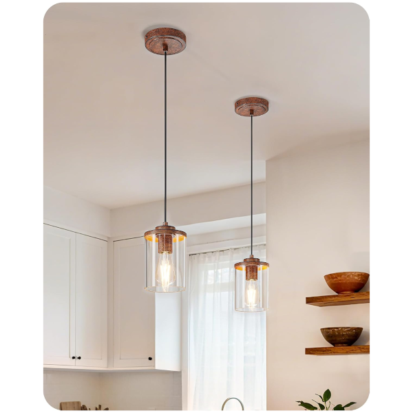 2-pack Edishine farmhouse pendant lights for $20