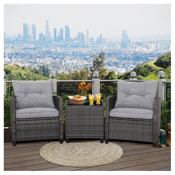 3-piece Gymax patio rattan sofa set for $165