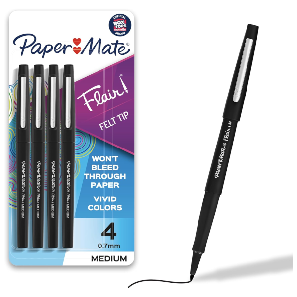 4-count Paper Mate Flair felt tip pens for $4