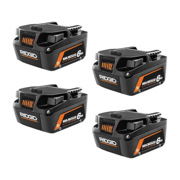 4-pack Ridgid 18V 6Ah MAX Output lithium-ion battery for $209