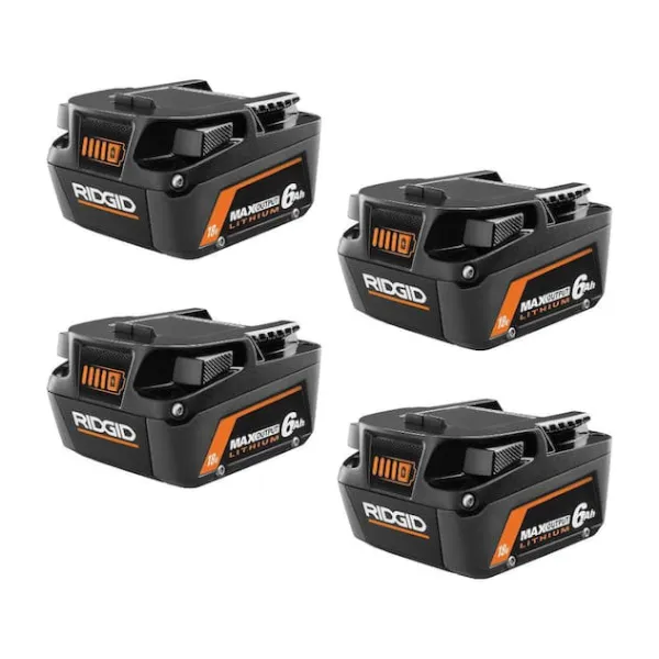 4-pack Ridgid 18V 6Ah MAX Output lithium-ion battery for $209