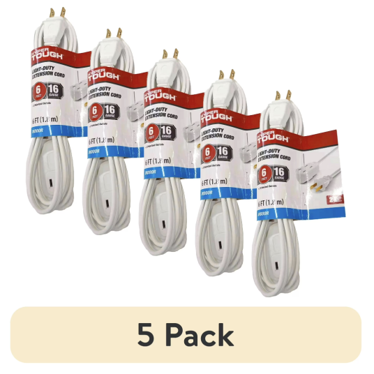 5-pack Hyper Tough indoor extension cords for $9