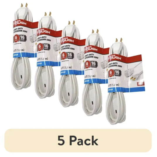5-pack Hyper Tough indoor extension cords for $9