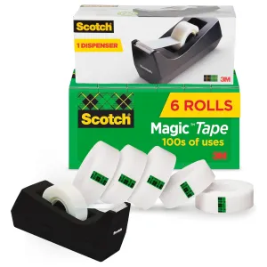 6-roll Scotch Magic Tape with desktop dispenser for $10