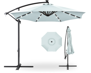 Best Choice Products 10ft Solar LED offset hanging market patio umbrella for $74