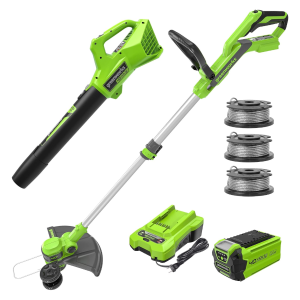 Greenworks 40V 13-in. string trimmer and 350 CFM blower combo with battery and charger for $124
