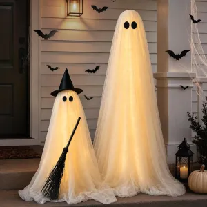 Limited time: Zesua Halloween decorations light-up spooky ghost witch broom for $24