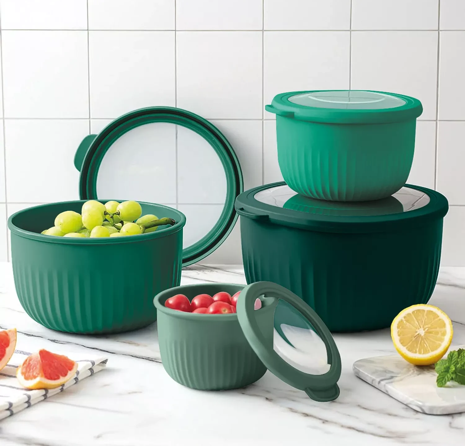 Art & Cook 8-piece round nesting bowl set with lids for $12