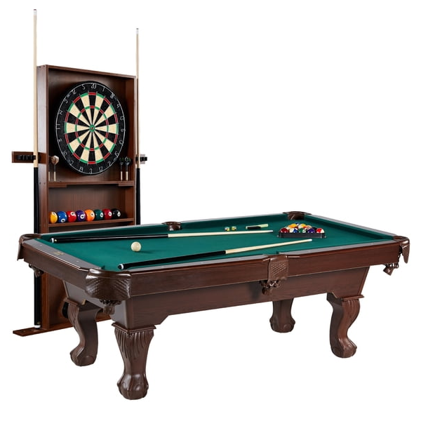 Barrington Billiards 7pool table set with cue rack and dartboard for $399