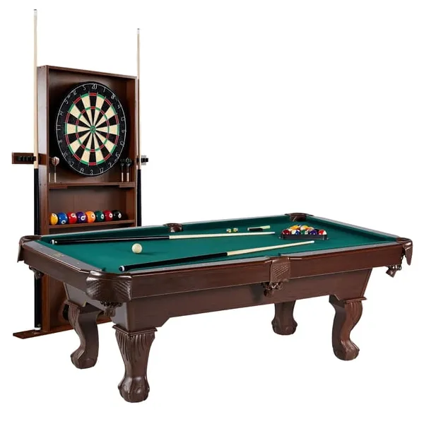 Barrington Billiards 7pool table set with cue rack and dartboard for $399