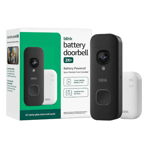 Blink battery doorbell 2K+ Sync Module Core included for $36