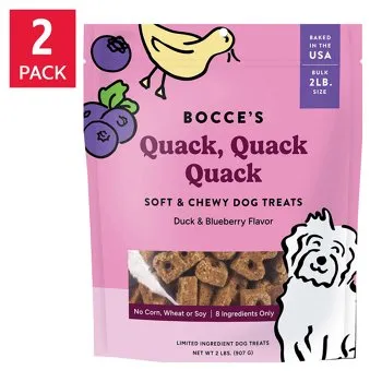 Bocce's Quack, Quack, Quack Dog Treats 2 lbs, 2-pack for $32.99