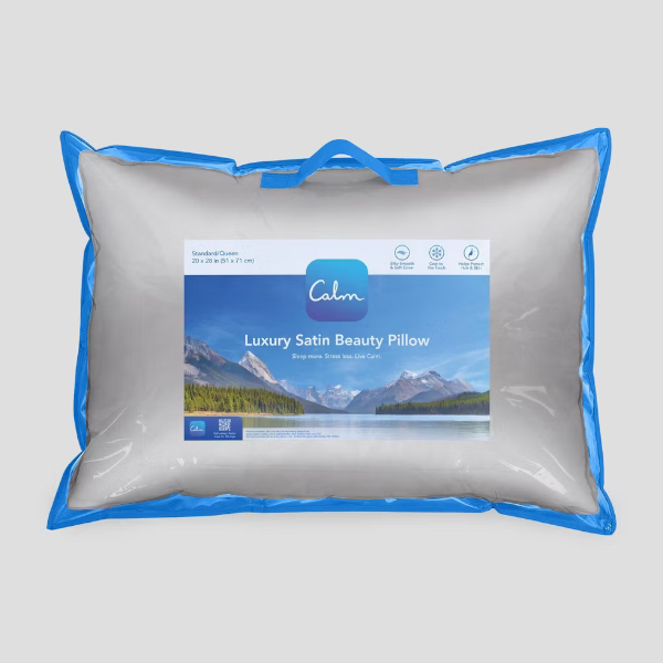 Calm Jumbo medium-density satin bed pillow for $17
