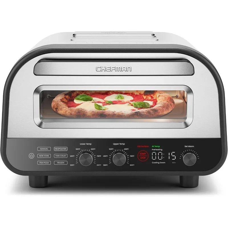 Chefman 12" indoor electric pizza oven in stainless steel for $200