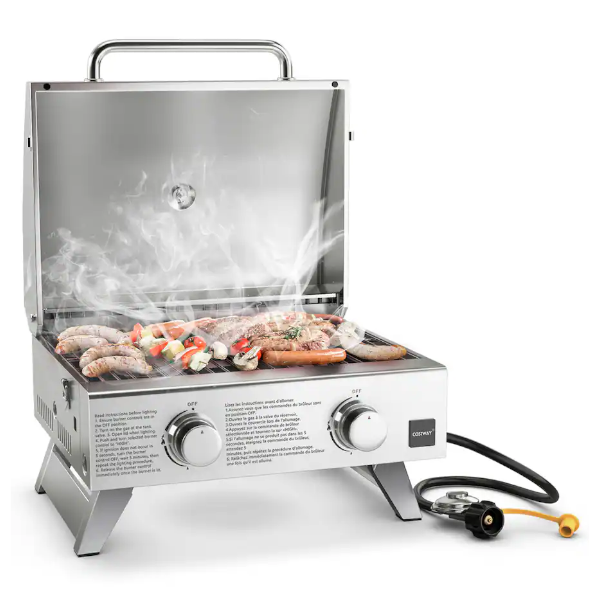 Costway 20,000 BTU portable gas grill with lid and handle-top for $160