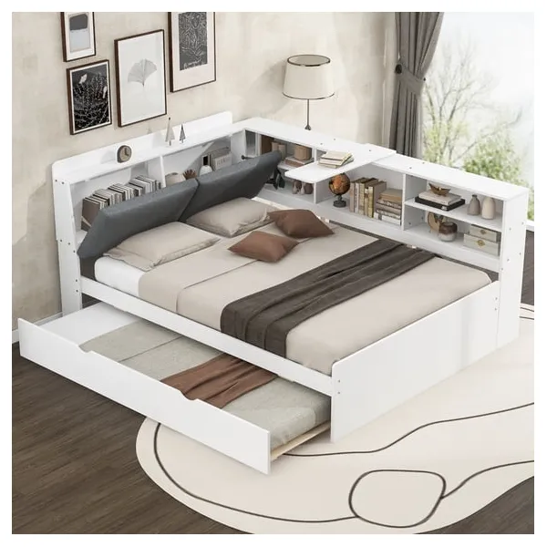 Euroco full-size modern daybed with storage headboard and twin trundle for $220