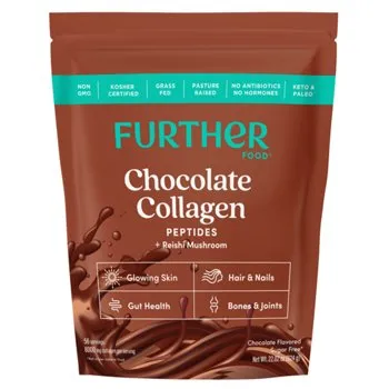 Further Food Grass-Fed Collagen Peptides Powder Plus Reishi Mushroom, Chocolate, 56 Servings for $24.99
