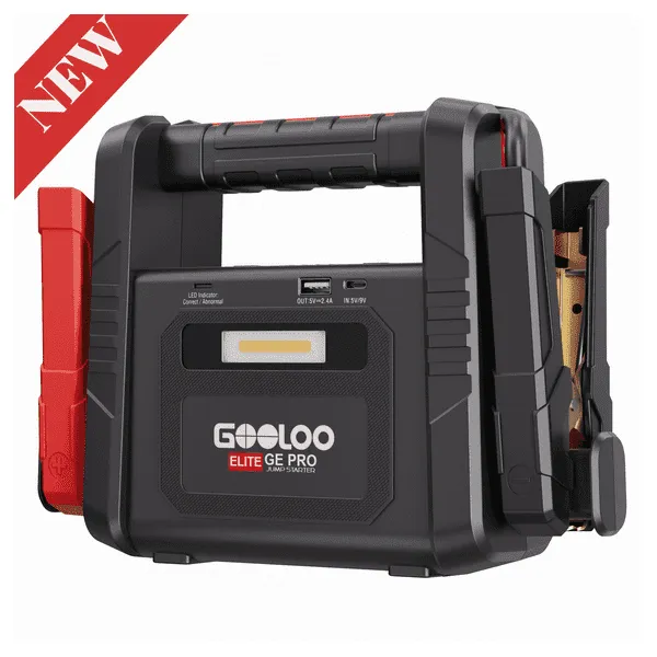 Gooloo GE Pro 6250A 12V jump starter with built-in clamps and handle for $87