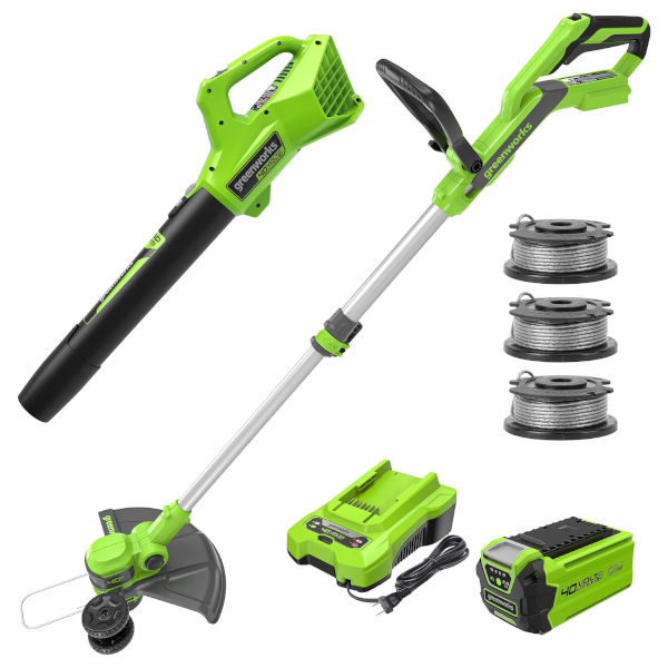 Greenworks 40V 13-in string trimmer and blower combo with battery for $125