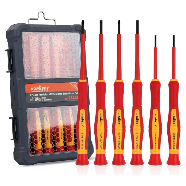 Horusdy 1000V 6-piece mini insulated screwdriver set with magnetic tips for $10