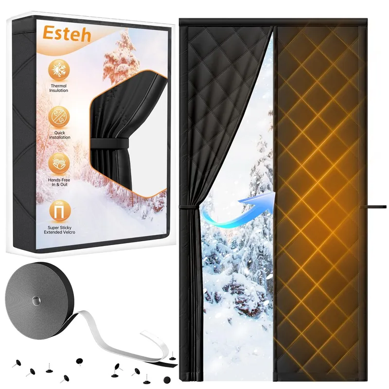 Magnetic thermal insulated door curtain, 32" x 80", for less than $18
