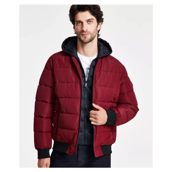 Michael Kors men’s hooded puffer bomber jacket for $65