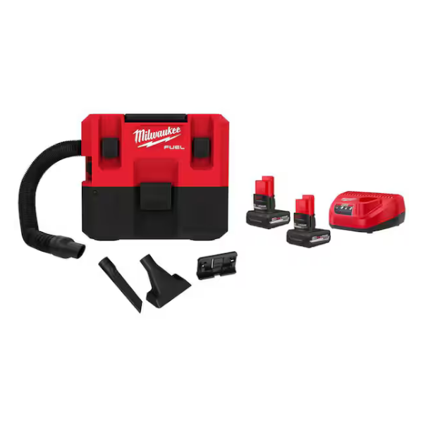 Milwaukee M12 Fuel 1wet/dry vac with 2 batteries and charger for $199