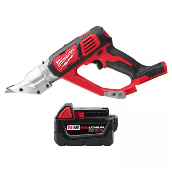 Milwaukee M18 18V Lithium-Ion cordless 18-gauge double cut metal shear with battery for $299
