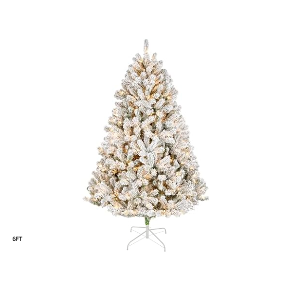 National Tree Company 6' pre-lit flocked Acacia artificial Christmas tree for $35