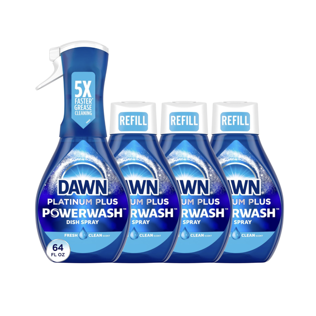 Prime members: 4-count Dawn Platinum Powerwash dish spray (1 sprayer + 3 refills) for $12