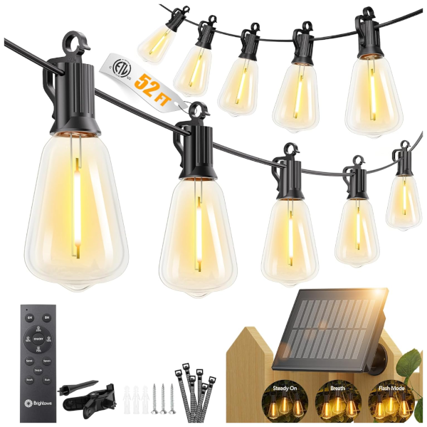 Prime members: 52-ft Brightown solar string lights for $20