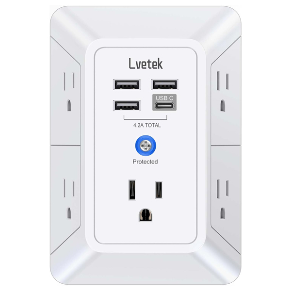 Prime members: Lvetek 5-outlet surge protector wall charger for $8