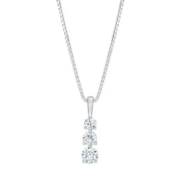 Round Brilliant 1.00 ctw VS2 Clarity, I Color Diamond 14kt Gold Three Stone Pendant for $1499.99