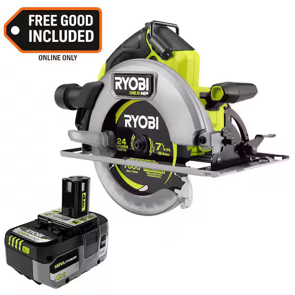 Ryobi One+ HP 18V brushless cordless 7-1/4-in. circular saw with battery for $139