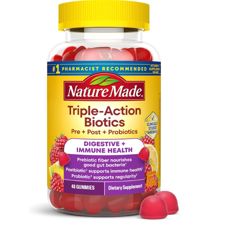 Select accounts: Nature Made Triple-Action Biotics fiber gummies, 48-count for $10