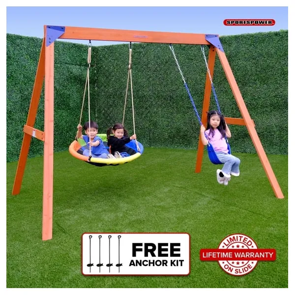 Sportspower Wildwood wooden swing set for $98