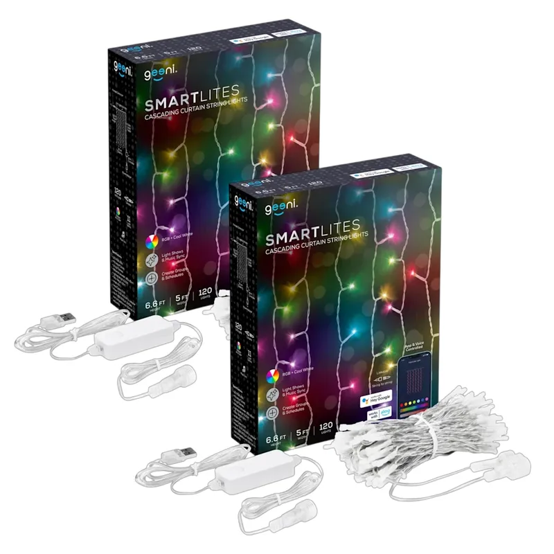 Today only: 2-pack Geeni Smart cascading curtain color string lights for $24 shipped