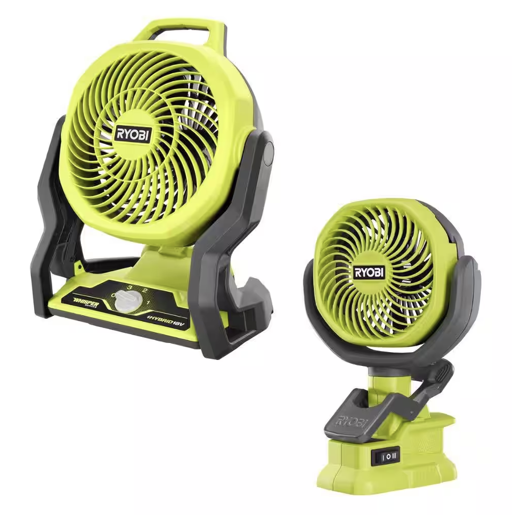 Today only: Ryobi ONE+ 18V Whisper Series fan plus clamp fan for $50