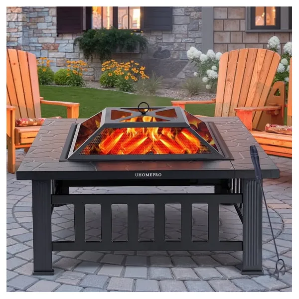 Uhomepro 32-in. wood-burning fire pit with screen lid for $69