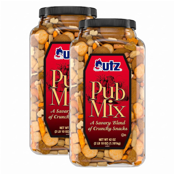 Utz pub mix 42-ounce barrels, 2-pack for $17