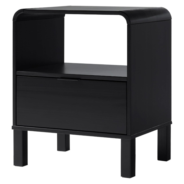 Walker Edison modern curved-top solid wood drawer nightstand for $60