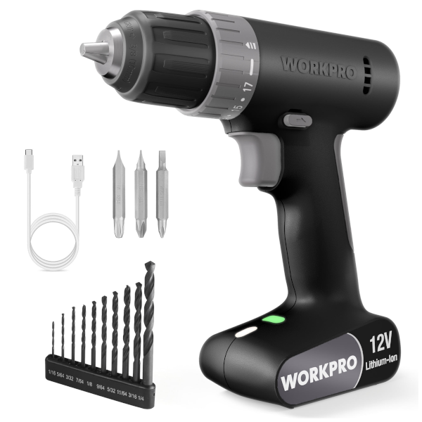 Walmart+ members: Workpro 12V cordless drill kit for $23