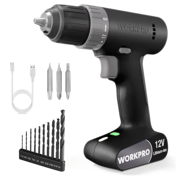 Walmart+ members: Workpro 12V cordless drill kit for $23